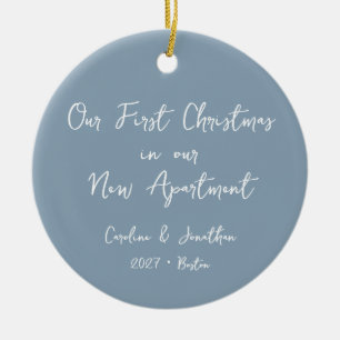 Erstes Weihnachten in der neuen Wohnung Blau Foto Keramik Ornament