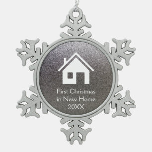 Erstes Weihnachten in neuem Zuhause 2018% pipe% Schneeflocken Zinn-Ornament