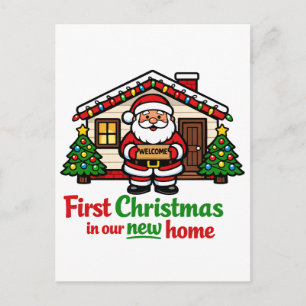Erstes Weihnachten in unserem neuen Haus Weihnacht Ankündigungspostkarte