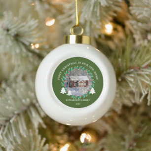 Erstes Weihnachten in unserem neuen Zuhause Haus F Keramik Kugel-Ornament