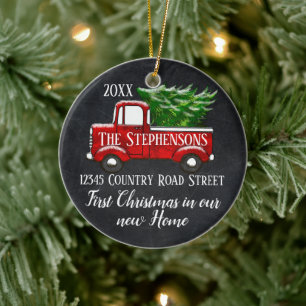 Erstes Weihnachten in unserem neuen Zuhause Vintag Keramik Ornament