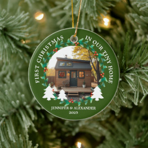 Erstes Weihnachten in unserem Tiny Home Foto Keramik Ornament