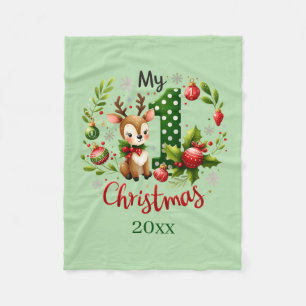 Erstes Weihnachten Jahr hinzufügen Baby Fleece-Dec Fleecedecke