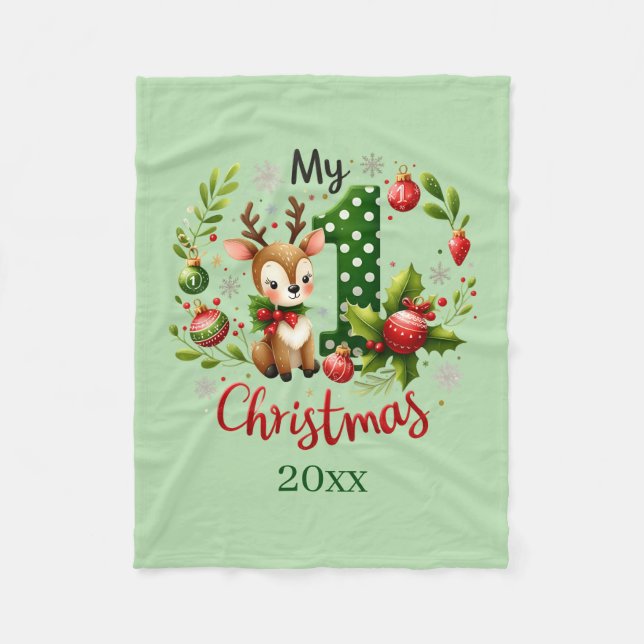 Erstes Weihnachten Jahr hinzufügen Baby Fleece-Dec Fleecedecke (Vorderseite)