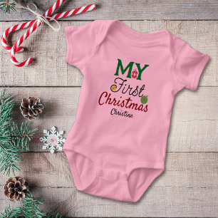 Erstes Weihnachten Mädchen Name Baby Strampler