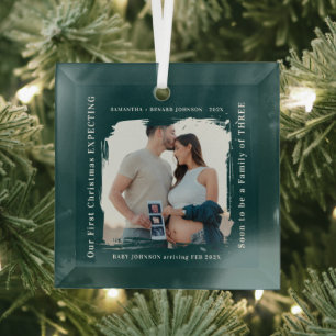 Erstes Weihnachten mit Schwangerschaftsankündigung Ornament Aus Glas