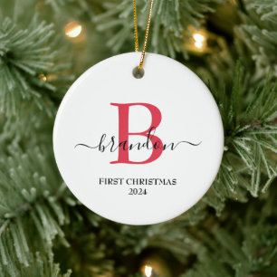 Erstes Weihnachten Monogramm Babyname Xmas Benutze Keramik Ornament
