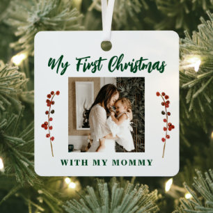 Erstes Weihnachten Mutter und Baby 2 Foto Ornament Aus Metall