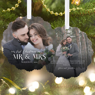 Erstes Weihnachten nach der Hochzeit 2 Foto Ornament Karte