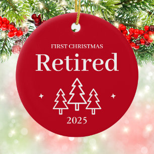 Erstes Weihnachten nach der Rente Rot Rund Keramik Ornament