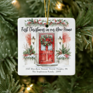 Erstes Weihnachten Neue Heimatadresse Foto Aquarel Keramikornament