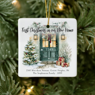 Erstes Weihnachten Neue Heimatadresse Wasserfarbe Keramikornament
