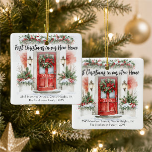 Erstes Weihnachten Neue Heimatadresse Wasserfarbe Keramikornament