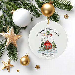 Erstes Weihnachten neues Zuhause Cessna Flugzeug u Keramik Ornament