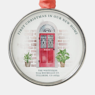 Erstes Weihnachten neues Zuhause rote Tür Feiertag Ornament Aus Metall