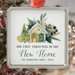 Erstes Weihnachten neues Zuhause Wasserfarbe Haus Ornament Aus Metall