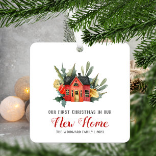 Erstes Weihnachten neues Zuhause Wasserfarben Haus Ornament Aus Metall