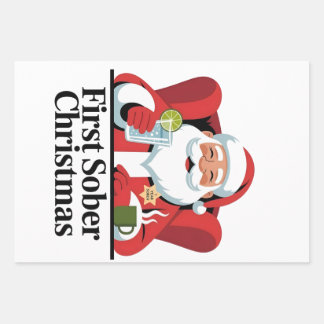 Erstes Weihnachten nüchtern Santa Nüchternheit Xma Geschenkpapier Set