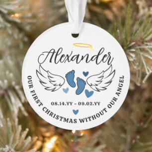 Erstes Weihnachten ohne Engel-Foto der Blue Hearts Ornament
