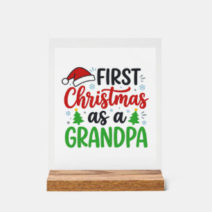 Erstes Weihnachten Opa Santa Hut Acrylschild