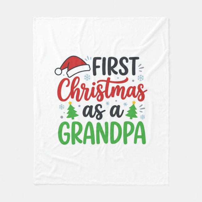Erstes Weihnachten Opa Santa Hut Fleecedecke (Vorderseite)