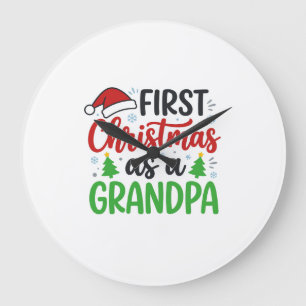 Erstes Weihnachten Opa Santa Hut Große Wanduhr
