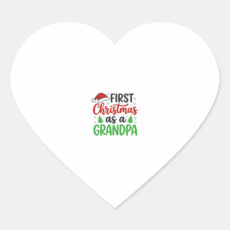 Erstes Weihnachten Opa Santa Hut Herz-Aufkleber