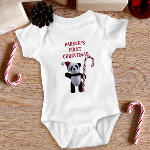 Erstes Weihnachten Panda-Bär Cute Baby-Body Baby Strampler