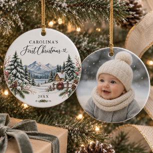 Erstes Weihnachten personalisiertes Foto des Babys Keramik Ornament