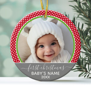 Erstes Weihnachten - Punkte Foto Keramikornament