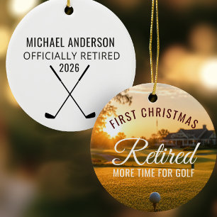 Erstes Weihnachten Ruheständler Golfer Erinnerungs Keramik Ornament