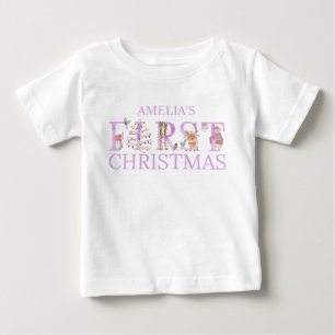 Erstes Weihnachten Süße Tier Buchstaben Mädchen Na Baby T-shirt