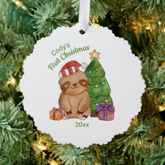 Erstes Weihnachten Süßer Faultier Ornament Karte