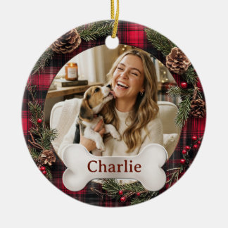 Erstes Weihnachten Süßer Welpe Hund Katze Foto Keramik Ornament