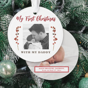 Erstes Weihnachten Vater und Baby 2 Foto Ornament