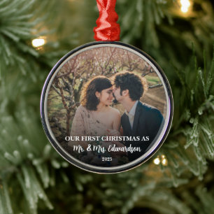 Erstes Weihnachten verheiratet als Herr und Frau F Ornament Aus Metall