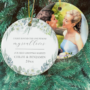 Erstes Weihnachten Verheiratet Foto Christlich Keramik Ornament