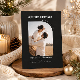 Erstes Weihnachten Verheiratet Gebogenes Foto