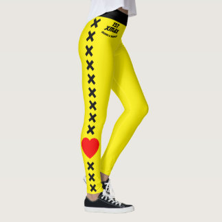 Erstes Weihnachten Verheiratet Helles Gelb Schwarz Leggings