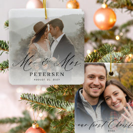 Erstes Weihnachten verheiratet Herr und Frau 2 Fot Keramikornament