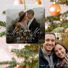 Erstes Weihnachten verheiratet Herr und Frau 2 Fot Keramikornament