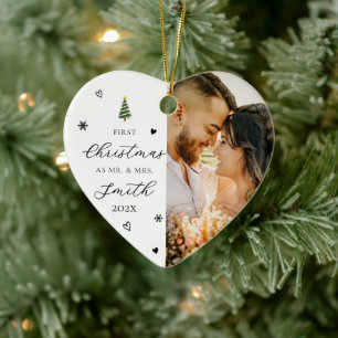 Erstes Weihnachten Verheiratet Herr und Frau Foto Keramik Ornament