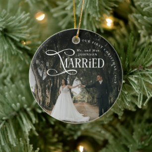 Erstes Weihnachten Verheiratet Herr und Frau Paarf Keramik Ornament
