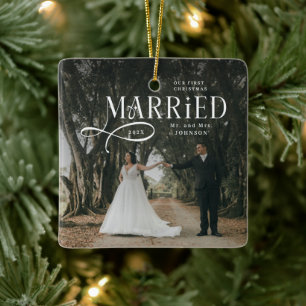 Erstes Weihnachten Verheiratet Herr und Frau Paarf Keramikornament