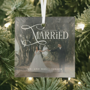Erstes Weihnachten Verheiratet Herr und Frau Paarf Ornament Aus Glas