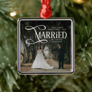 Erstes Weihnachten Verheiratet Herr und Frau Paarf Ornament Aus Metall