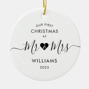 Erstes Weihnachten Verheiratet Minimal Herr und Fr Keramik Ornament