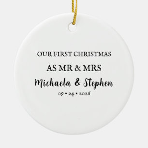 Erstes Weihnachten Verheiratet Minimalistisches Fo Keramik Ornament