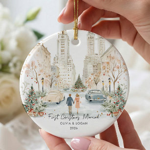 Erstes Weihnachten Verheiratet NYC Keramik Ornament