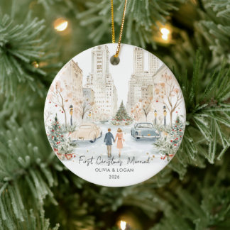 Erstes Weihnachten Verheiratet NYC Keramik Ornament